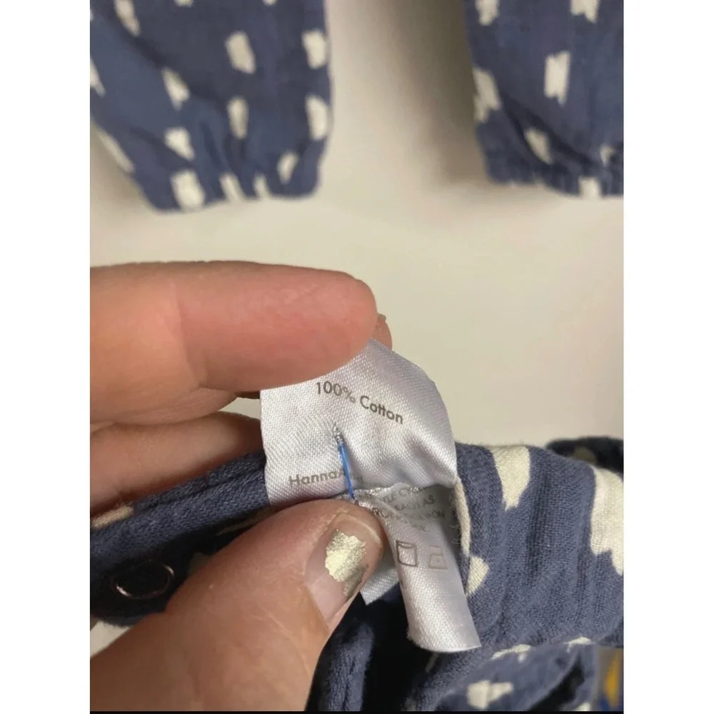 Hanna Andersson Tunic Pants Set Blue White Brushstroke Baby 3-6 Months Scandi